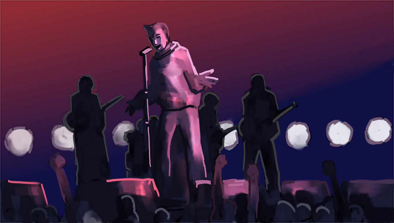 Painting of a rock band