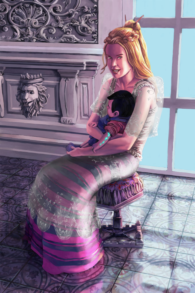 an illustration of a dalaga and a royal baby